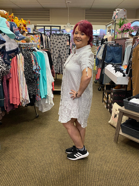 62106 Liza Seersucker Plaid Tunic/Dress/Jacket by Ever Sassy