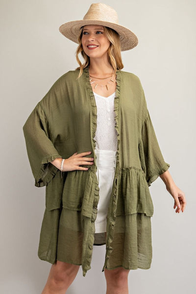 3297   Jerzee 3/4 Sleeve Kimono