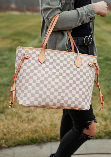 0078577 Bolso London Check Marfil o Marrón