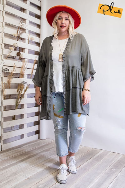 3297   Jerzee 3/4 Sleeve Kimono