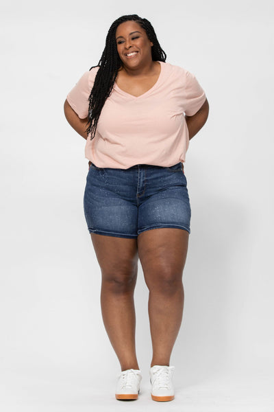 150081 Pantalones cortos de mezclilla azul Marley Galaxy Splash Judy - ¡Reg & Plus!