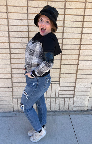 Gisele Boucle Knit Hoodie Top by Tricotto 219-F22