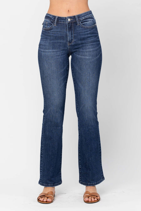 Brigitta Mid-Rise Yoke Straight Fit Dad Style Judy Blue Jeans