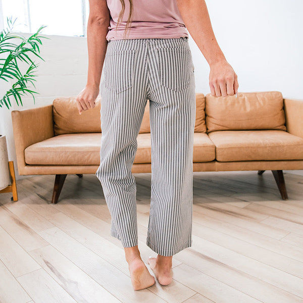 Kancan Raeanna Grey Stripe Wide Leg Jeans