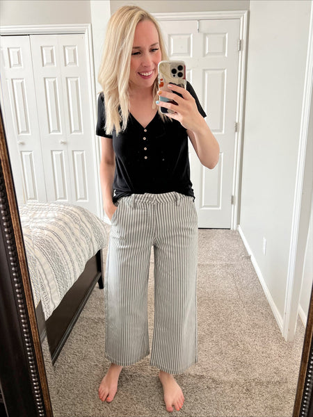 Kancan Raeanna Grey Stripe Wide Leg Jeans