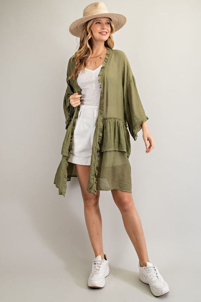 3297   Jerzee 3/4 Sleeve Kimono