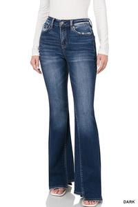 1715 Easley Hi-Rise Panel Flare Jeans by Zenana