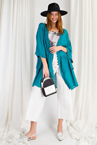 3297   Jerzee 3/4 Sleeve Kimono