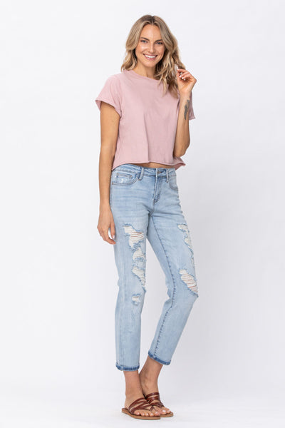 8878 Brittany Mid-Rise Destroyed Boyfriend Judy Blue Jeans