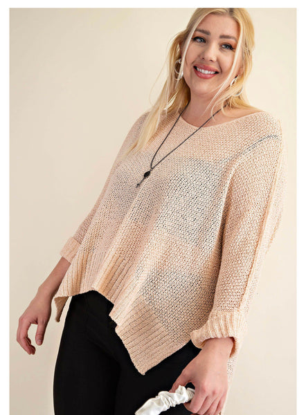 6405 Rebecca V-Neck Light Sweater Top -Reg & Plus!