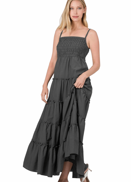 Janae Woven Smocked Tiered Cami Maxi Dress