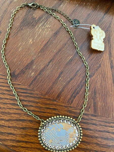 1N237BLSGP Bronze Medium Oval w/ Python Necklace