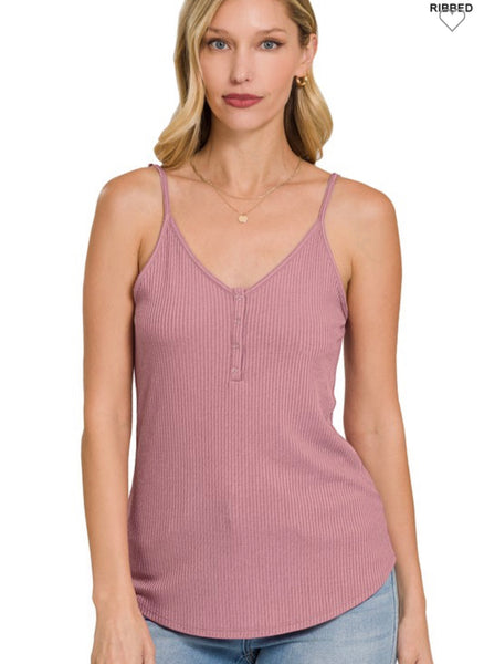 Mia Ribbed Knit Snap Cami Top
