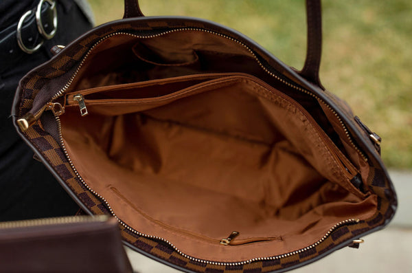 0078577 Bolso London Check Marfil o Marrón