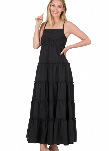 Janae Woven Smocked Tiered Cami Maxi Dress