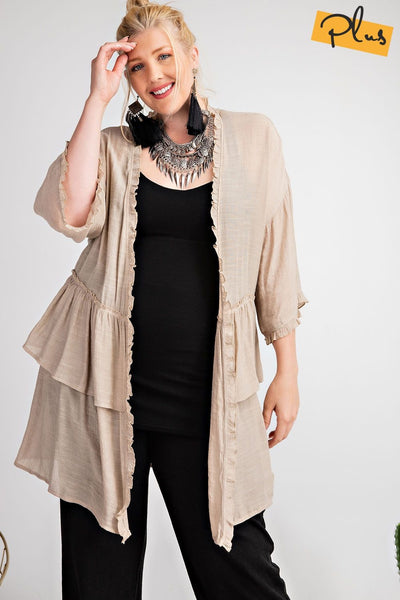 3297   Jerzee 3/4 Sleeve Kimono