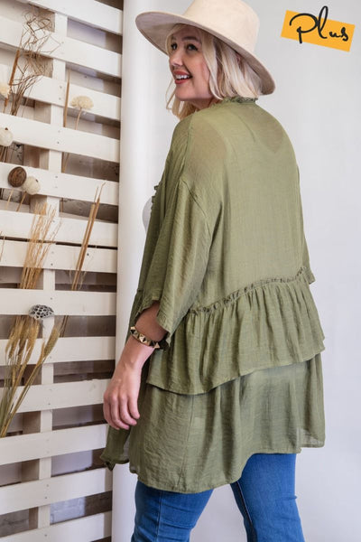 3297   Jerzee 3/4 Sleeve Kimono