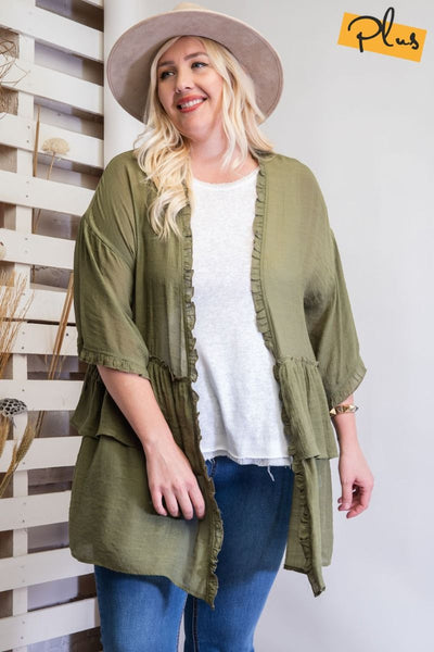 3297   Jerzee 3/4 Sleeve Kimono