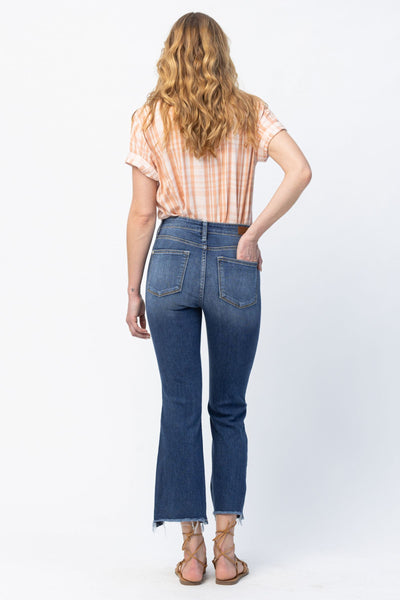 Jacey Mid-Rise Distressed Step Hem Bootcut Judy Blue Jeans