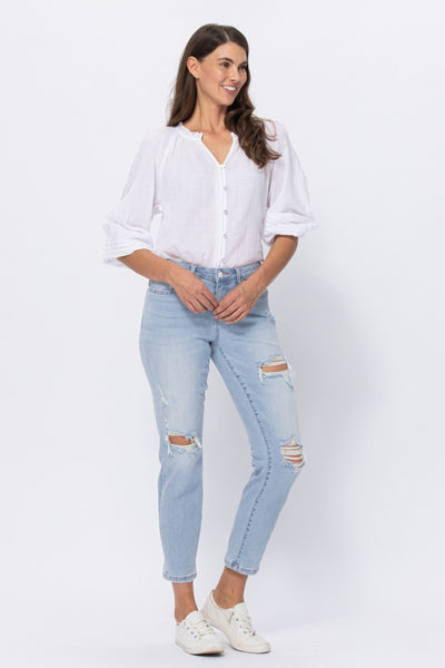 Jessica Mid-Rise Destroyed Boyfriend Judy Blue Jeans