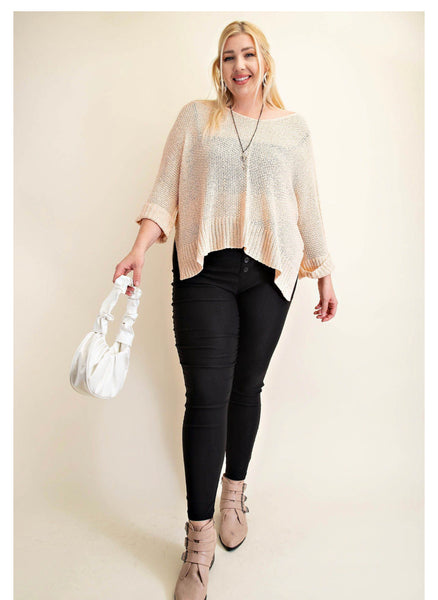 6405 Rebecca V-Neck Light Sweater Top -Reg & Plus!