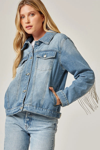 19902 Chaqueta con flecos de diamantes de imitación Vivian