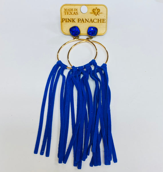 1423 Pink Panache Gold Hoops & Leather Earrings