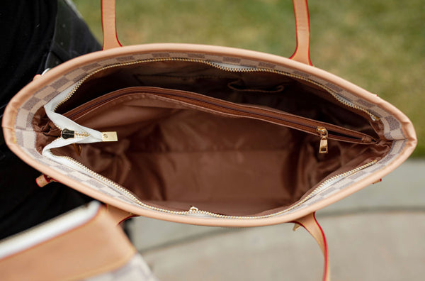 0078577 Bolso London Check Marfil o Marrón