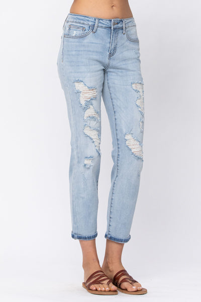 8878 Brittany Mid-Rise Destroyed Boyfriend Judy Blue Jeans