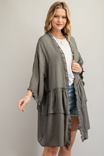 3297   Jerzee 3/4 Sleeve Kimono