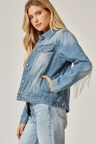 19902 Chaqueta con flecos de diamantes de imitación Vivian