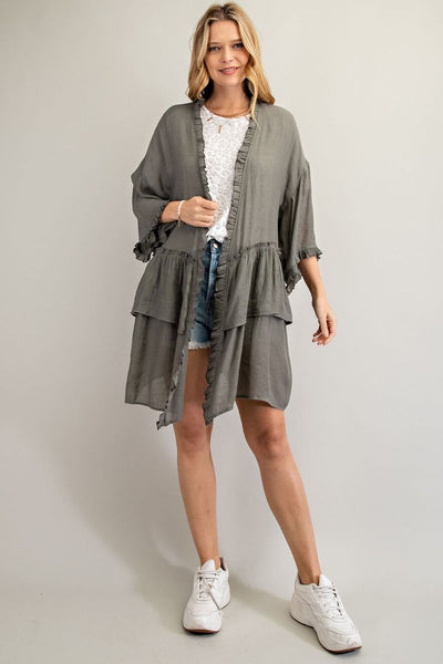 3297   Jerzee 3/4 Sleeve Kimono