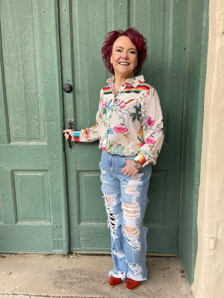 Lizzie Floral Western Blouse