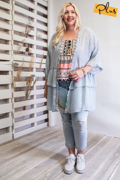 3297   Jerzee 3/4 Sleeve Kimono
