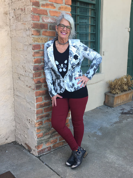 TR-235 Tricotto Newspaper Print Jacket