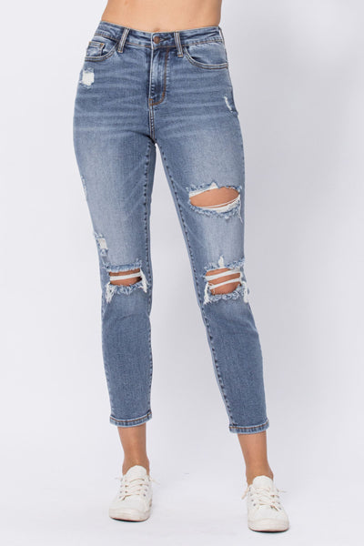 88372 Bradyn Hi-Rise Destroyed Slim Fit Jeans by Judy Blue Jeans