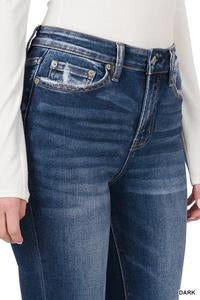 1715 Easley Hi-Rise Panel Flare Jeans by Zenana