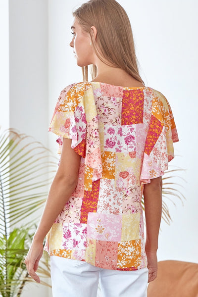 10192 Marilyn Pink Patchwork Blouse - Plus Only!