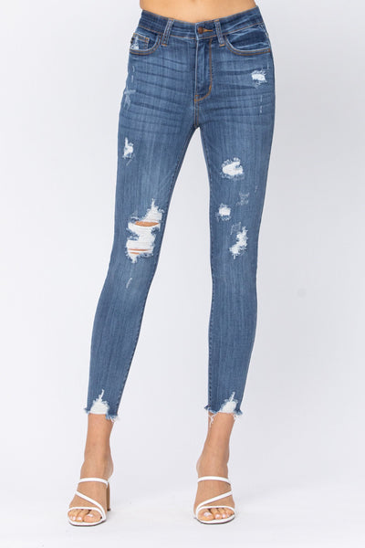 82202 Virgie High Rise Cropped Distressed Judy Blue Jeans
