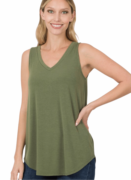 2107 Kaye Sleeveless V-neck Basic Tank