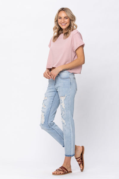 8878 Brittany Mid-Rise Destroyed Boyfriend Judy Blue Jeans