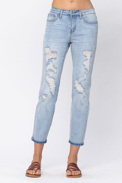 8878 Brittany Mid-Rise Destroyed Boyfriend Judy Blue Jeans