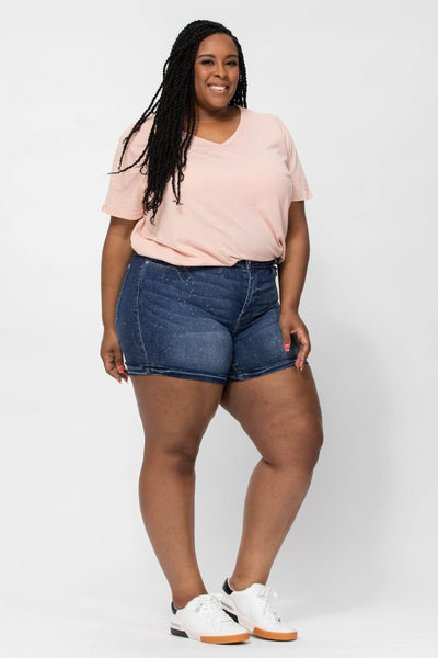 150081 Pantalones cortos de mezclilla azul Marley Galaxy Splash Judy - ¡Reg & Plus!