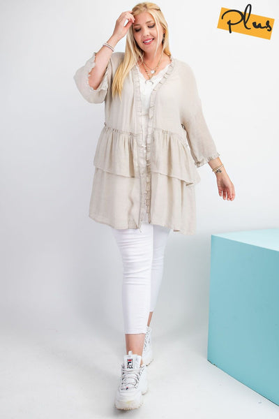 3297   Jerzee 3/4 Sleeve Kimono