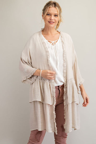 3297   Jerzee 3/4 Sleeve Kimono