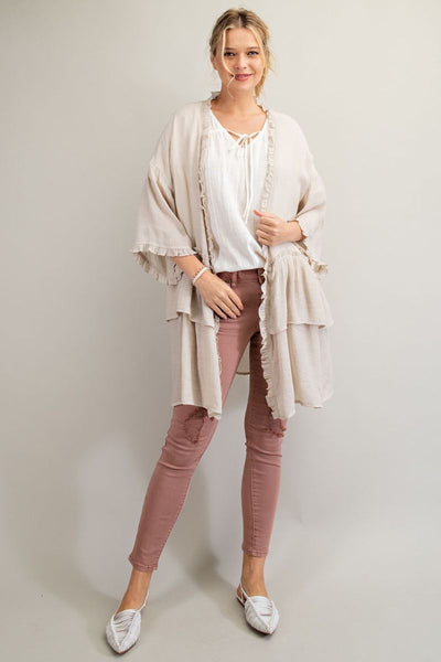 3297   Jerzee 3/4 Sleeve Kimono