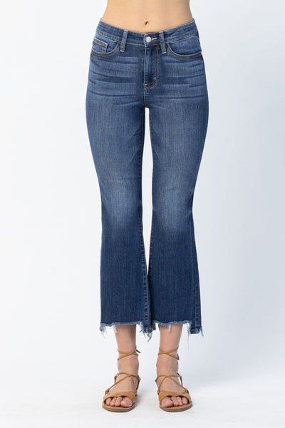 Jacey Mid-Rise Distressed Step Hem Bootcut Judy Blue Jeans