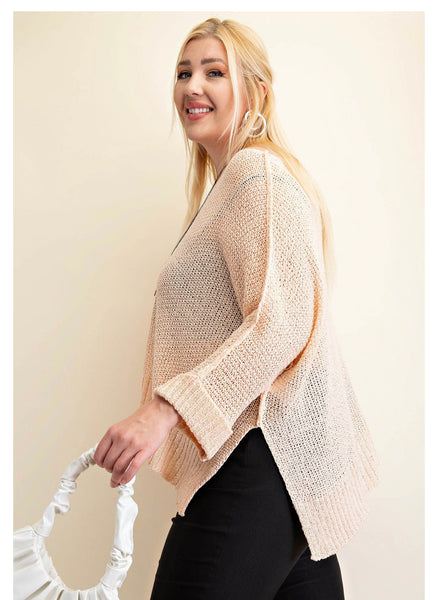 6405 Rebecca V-Neck Light Sweater Top -Reg & Plus!