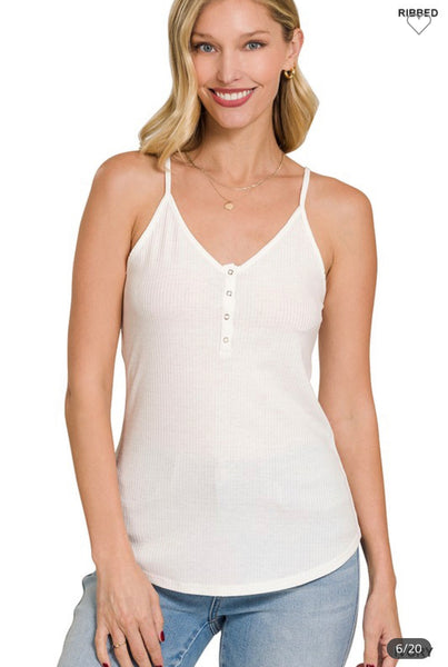Mia Ribbed Knit Snap Cami Top