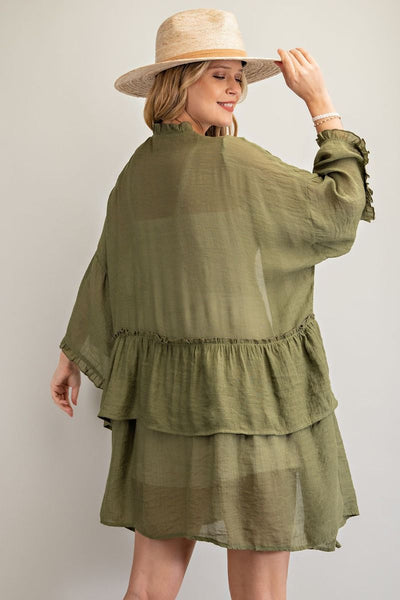 3297   Jerzee 3/4 Sleeve Kimono
